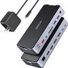 8K USB C Laptop Docking Station Dual Monitor,MOKiN Docking Station 3 Monitors with 2*DisplayPort,HDMI,15 in 1 USB C Dock 100W PD,6*USB Ports,Ethernet,SD&TF,for Dell/HP/MacBook (Include Power Adapter) view 1
