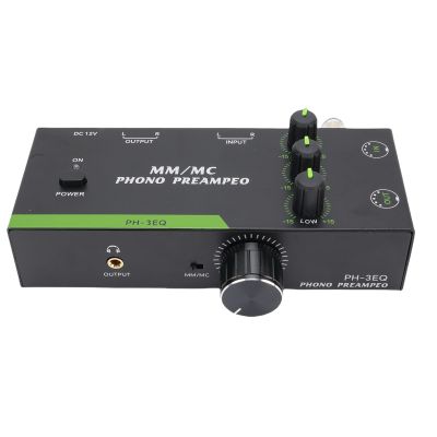 Asixxsix Phono Preamp, Turntable Amplifier with 3 Band Adjustment XLR Input Output for MM MC (US Plug 100-240V)