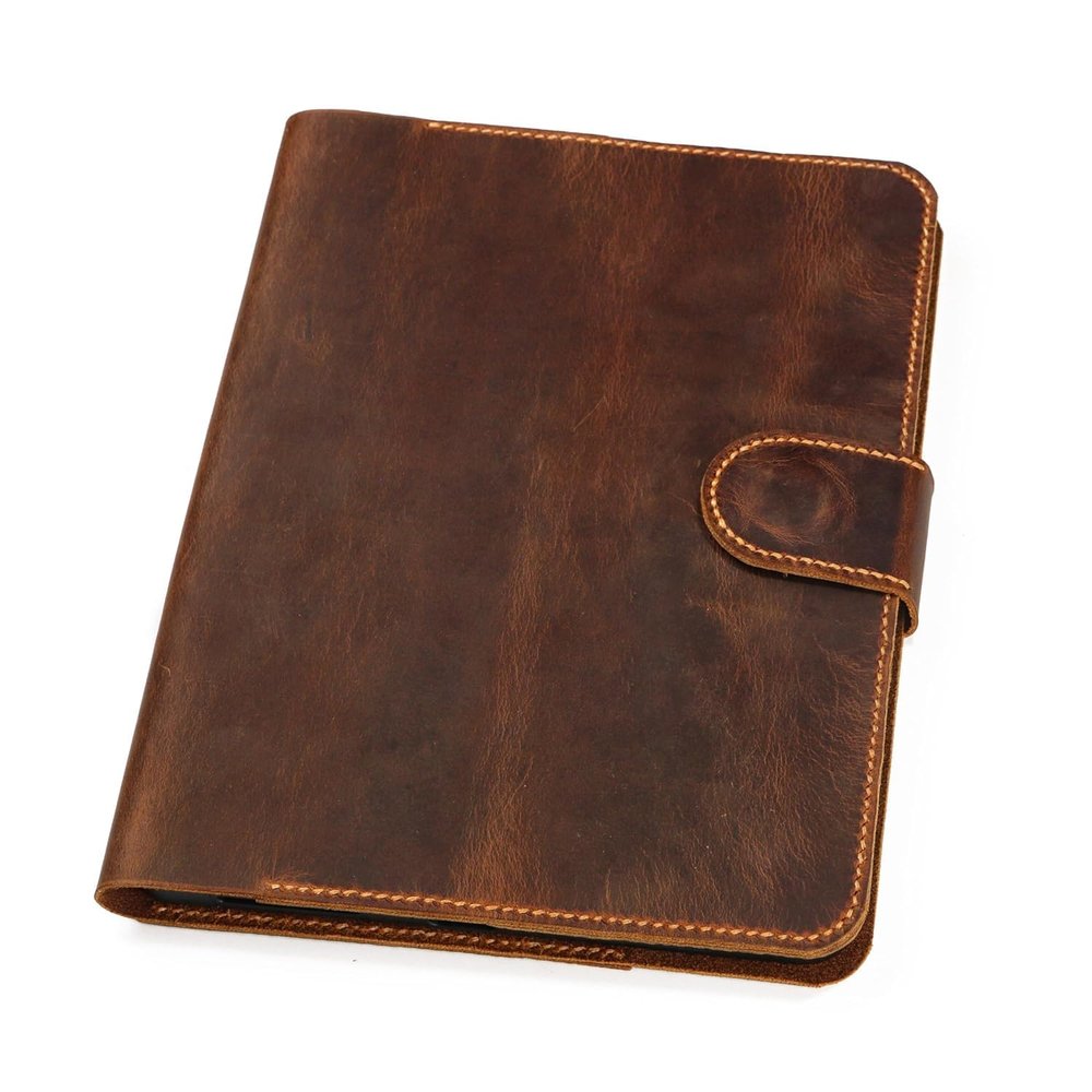Personalized Vintage Leather Folio Case for 2024 iPad Air 11", Hand-Stitched Stand Cover with Strap, Card Pocket &Name Engraving Y02-IXPMNC