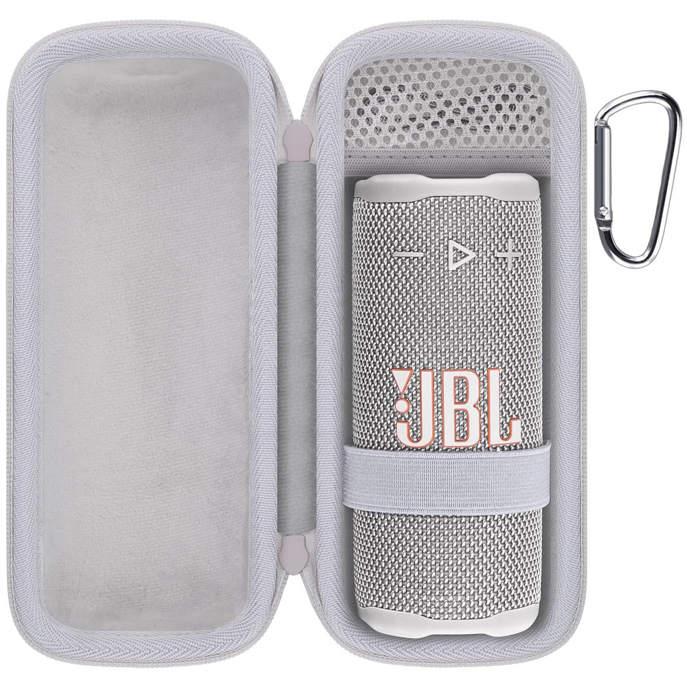 co2CREA Case for JBL Grip Compact Bluetooth Speaker, Portable Hard Travel Bag with Carabiner (White Case)