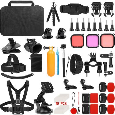 Action Camera Accessories Kit, 60 in 1 Action Camera Mount Set Compatible with Gopro Hero 13 12 11 10 9 8 7 6 5/Session 5/Hero 4/3+/3/2/1, Akaso, Insta360, DJI Osmo Recording