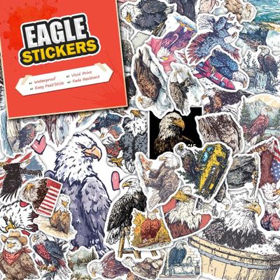 100 PCS Eagle Stickers Pack  Waterproof Vinyl Decals for Water Bottles, Laptops, Phones, Notebook, Cars  Cool Vibrant Graphics for Eagle Enthusiast