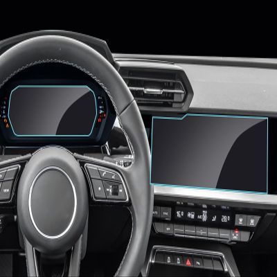 2Pcs Car Screen Protector for Audi A3 2021-2025 (navigation + 10.25-inch low-end instrument panel), Anti-Fingerprint Screen Protector Foils, Car Screen Tempered Glass Film Touchscreen Protection