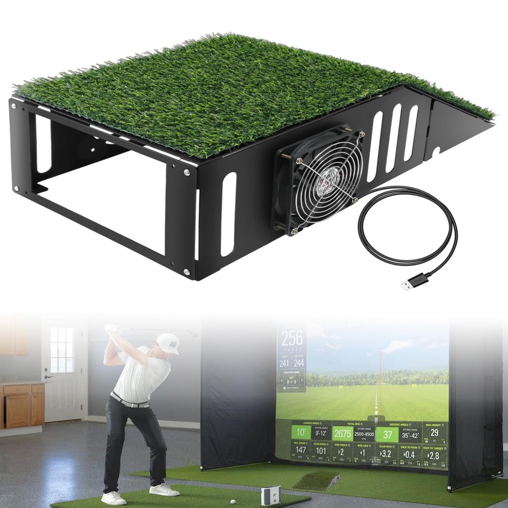 Golf Simulator Projector Cover Enclosure, Floor Outdoor Mounted Enclosure, With Cooling Fan and Artificial Turf to Better Protect The Golf Simulation Projector