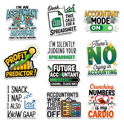 10 Pcs Funny Accountant Stickers Pack, Finance & Accounting Humor Decals for Laptop, Water Bottle, Notebook, Clipboard, Gifts for CPA Students & Office Workers (3 Inch) (Normal, 4 Inch)