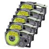 5PK Black On Fluro Yellow 18mm Fluorescent Tape Compatible with Label Printer Models KL-60 KL-60SR KL-C500 KL-P350W AR-18FYW view 1
