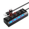 7-4 Port Powered USB C Hub - Individual Touch Switches Adapter, Multipurpose Splitter | High Speed USB Port Expander with Individual Button, Data Transfer Ports Expander for Desk Remote Works view 1