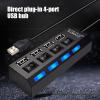 7-4 Port Powered USB C Hub - Individual Touch Switches Adapter, Multipurpose Splitter | High Speed USB Port Expander with Individual Button, Data Transfer Ports Expander for Desk Remote Works view 2