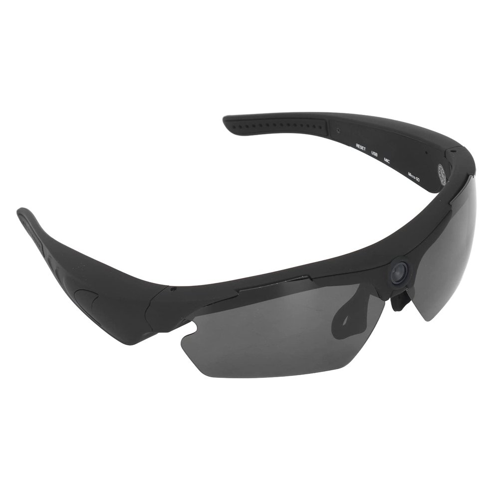 VELATEMOR Sport Camera Sunglasses, 1080P FHD Video Recording Glasses for Cycling Driving Hiking Fishing, Black