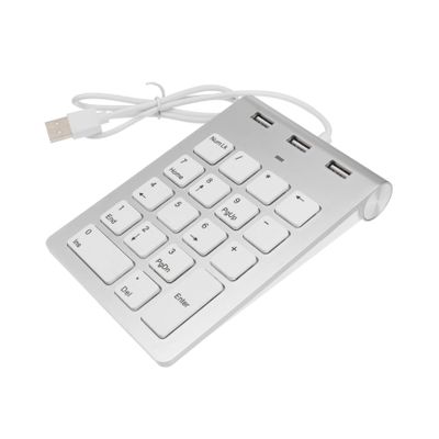 KALLORY Mechanical Numeric Keypad with USB Ports Hub Silver USB Keyboard Compatible with Windows and Desktop Computers Lightweight Zinc Alloy Numeric Pad for Data Entry and Financial Use