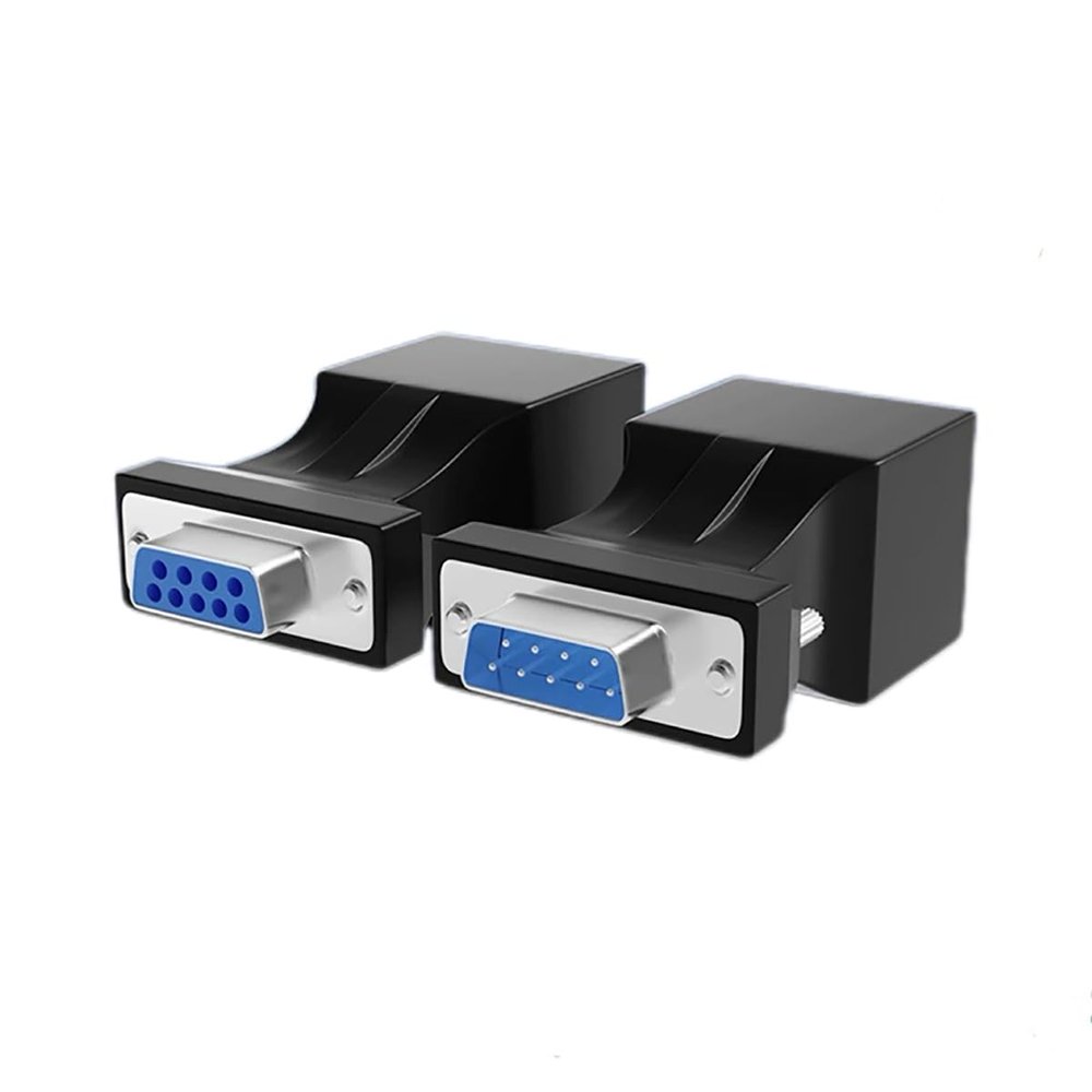 AoQhir DB9 to RJ45 Serial Converter RS232 Male/Female to RJ45 Ethernet Port Adapter, Supports Long Distance Transmission up to 20m via CAT5/CAT6 Cable, Plug and Play (2Pcs Male+Female)
