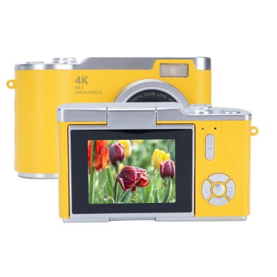 Yunir Digital Cameras for Photography,1080P 48MP Vlogging Camera for,2.4 inch 180Flip Screen Compact Travel Camera for Teens with 18x Digital Zoom (Yellow)