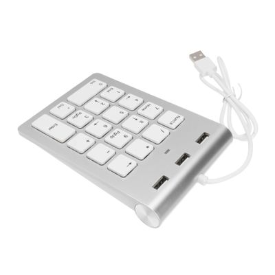 LALAFINA Mechanical Numeric Keypad with Keys USB Pad and Port Hub Zinc Alloy Silver Compact Keyboard for Laptop Desktop to Compatible