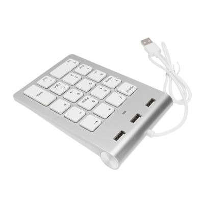 CATIEBYE Mechanical USB Numeric Keypad with Keys and USB Ports Hub Silver Zinc Alloy Pad for Laptop and Desktop Compatible with Windows Xp