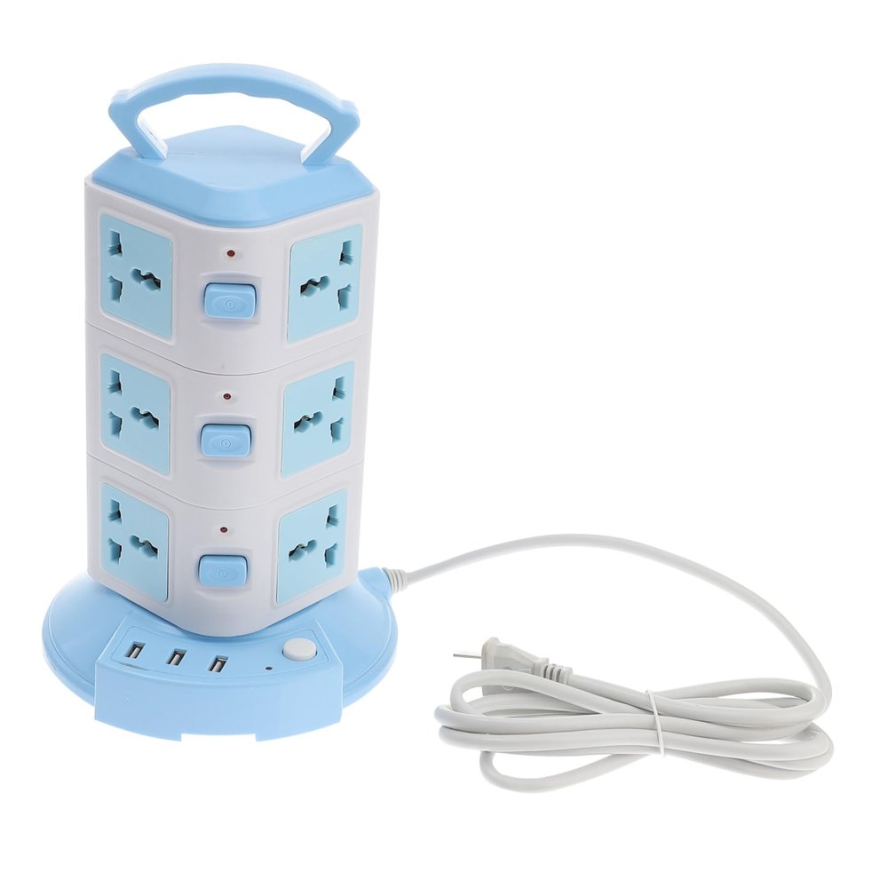 BRIGHTFUFU Multi Plug Outlet Power Strip Tower with USB Ports Fireproof Abs Shell High Temperature Resistant Charging Station for Home Office Dorm US Plug Cord