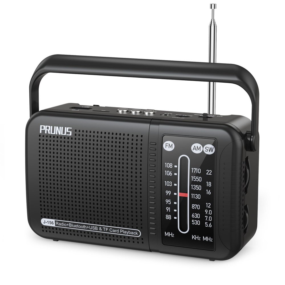 PRUNUS J156 AM FM Radio Portable with Bluetooth, TF Card/USB Playback