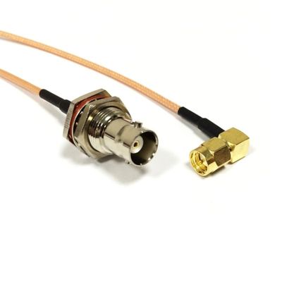 SMA Male 90 Degree to BNC Female Bulkhead Pigtail Cable Adapter RG316 50CM
