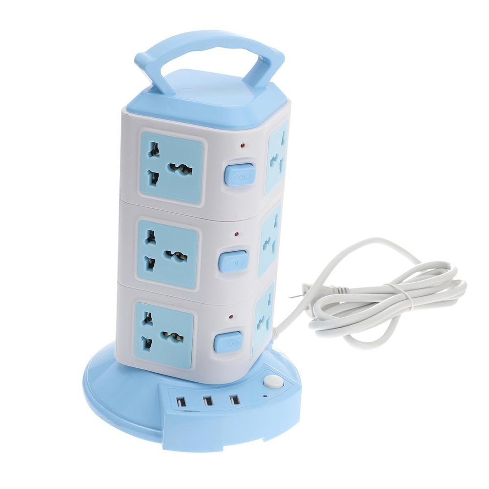 Gadpiparty Multi Plug Charging Strip with Fireproof Abs Shell and USB Ports High Temperature Resistant Charging Station for Home Dorm Office Blue US Plug Cord