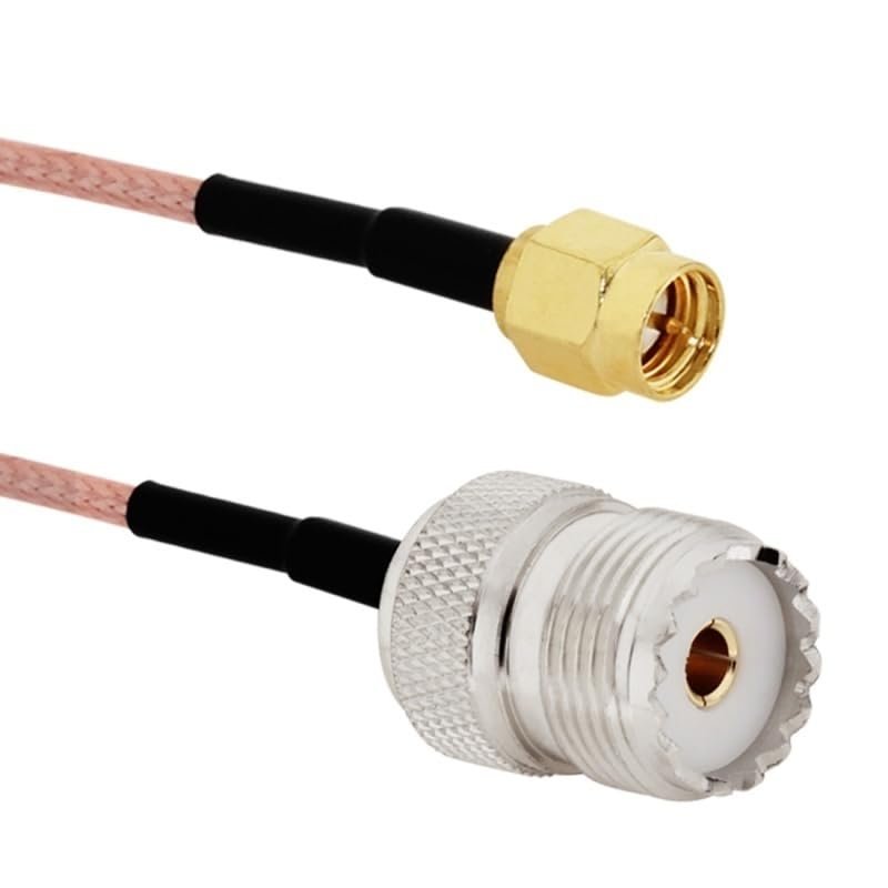 RG316 UHF PL259 SO239 to SMA Male Plug and Female Jack Straight Connector Jumper Pigtail Cable (50CM) (SMAJ-UHFK)