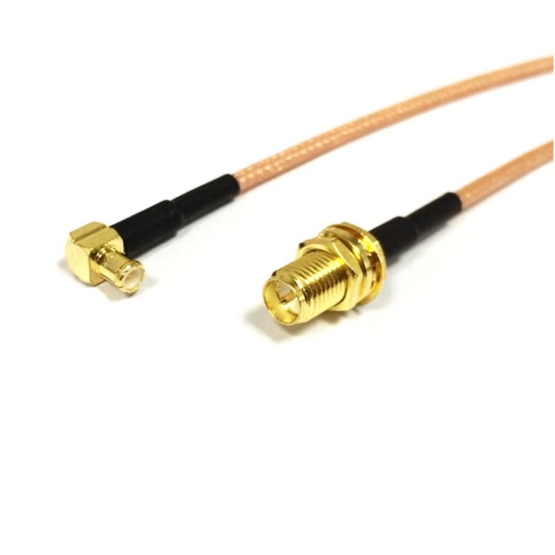 Reverse RP SMA Jack Nut Female to MCX Male Right Angle Cable Assembly for Wireless Modems (30CM) (RG316)
