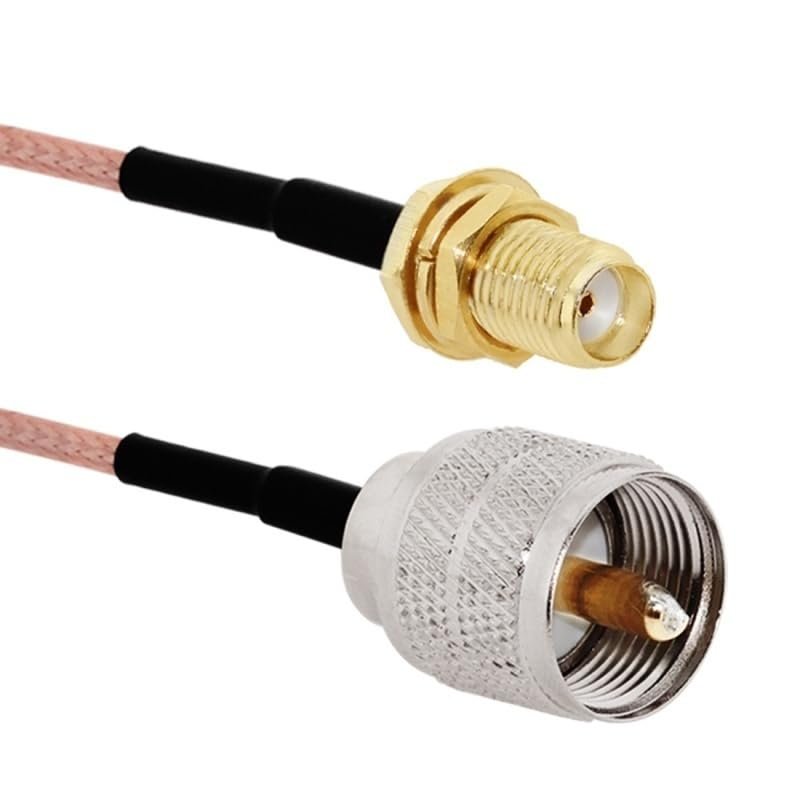 RG316 UHF PL259 SO239 to SMA Male Plug and Female Jack Straight Connector Jumper Pigtail Cable (50CM) (SMAK-UHFJ)