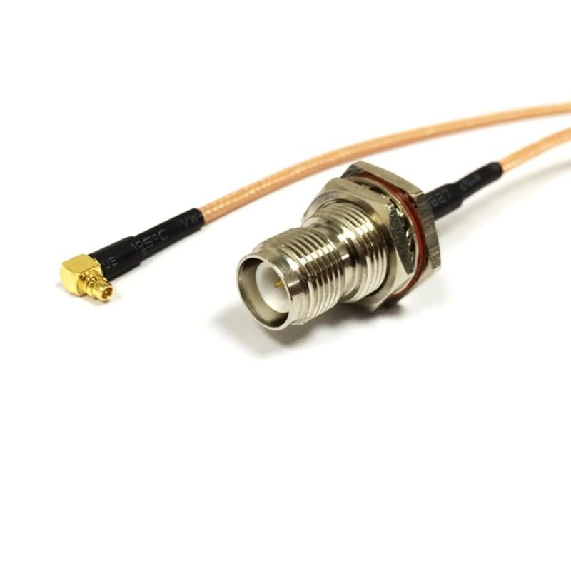 RP TNC Female Nut Jack with Male Pin to MMCX Plug Right Angle Pigtail Cable (30CM) (RG316)