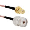 RG316 UHF PL259 SO239 to SMA Male Plug and Female Jack Straight Connector Jumper Pigtail Cable (15CM) (RPSMAK-UHFK) view 1
