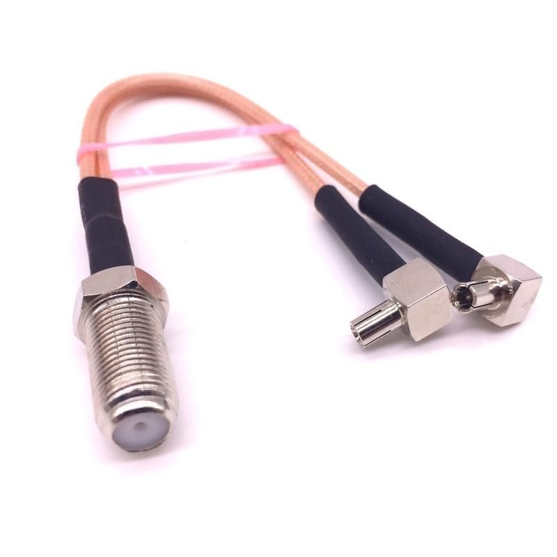 F-Type Female to 2 TS9 Male connectors, Dual TS9 Y-Type Splitter, Combiner, RG316 Cable Pigtail (30cm)