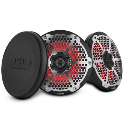 DS18 NXL-8MD/BK 8 Waterproof Marine & Powersports Speakers  2-Way Hybrid Design, 350W RMS, RGB LED Lights, Neodymium Magnet, Stainless Steel Grill - Pair