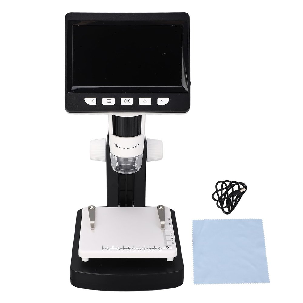 Vikye Digital Microscope, 1000X Handheld Portable Magnifier with 4.3Inch Color Screen 8 LED Lights for Adults Kids and Jewelry Inspection