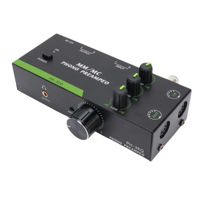 LAISANIM Phono Preamp for Turntable, 5 pin XLR Input and Output, 3-Level Adjustable Gain, Bass and Treble Control, Home Audio for MM & MC, Phonograph Record Player. (US Plug 100-240V)