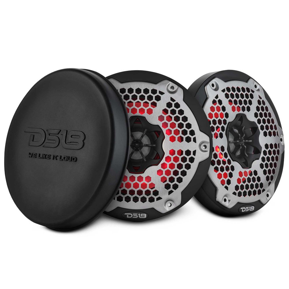 DS18 NXL-6MD/BK 6.5 Waterproof Marine & Powersports Speakers  2-Way Hybrid Design, 250W RMS, RGB LED Lights, Neodymium Magnet, Removable Stainless Steel Grill - Pair