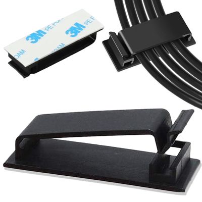 100 PCS Self Adhesive Cable Clips, Wire Organizer, Cable Management, Cord Organizer for Desk, Wall, PC, Car, Home, Office, USB, Ethernet, Power Cords, Black (Large)