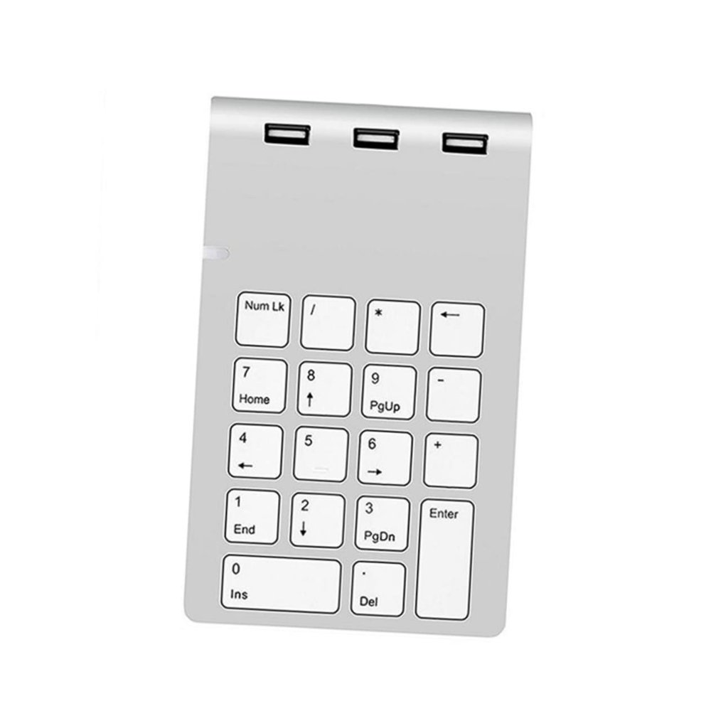 SEWACC Mechanical Numeric Keypad USB Key Pad with USB Ports Hub Silver Zinc Alloy Wired Keyboard for Laptop Desktop Xp to Plug and Play