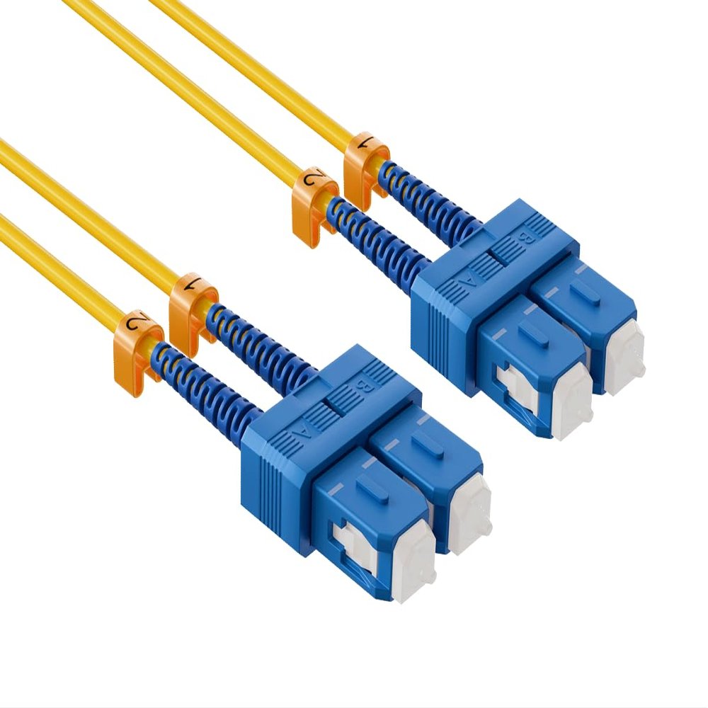 CableLeader 2m OS2 Short Boot SC to SC UPC Duplex Corning Fiber Optic Cable SingleMode 9/125 LZSH/OFNR Rated