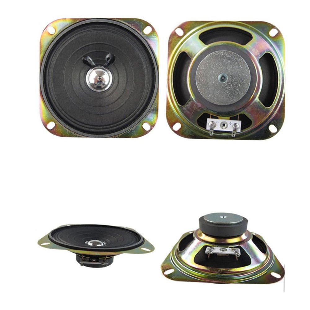 POPETPOP 2Pc Full Range Square Loudspeaker with Metal Basket for Electronic Organ Keyboard Outdoor Audio Sound Push Terminal Connection Compatible with Systems