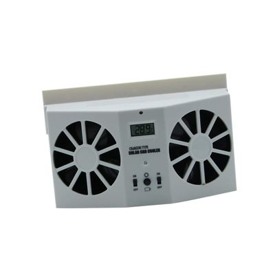 Mikikit Solar Dual Ventilation Fan for Car Front and Rear Windows Rechargeable Auto System with LCD Temperature Display Compact White Cooling for Trucks Suvs Boats
