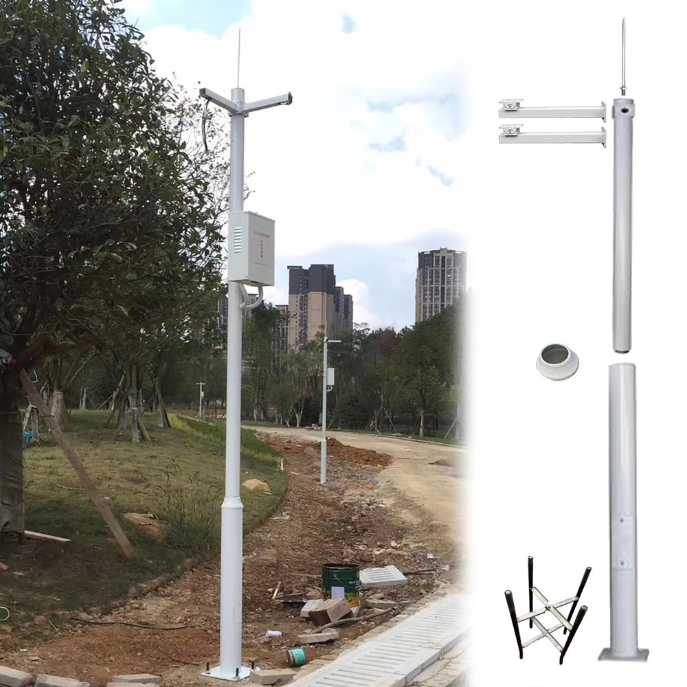 20' 16 Ft 13 10 6 Foot High Camera Surveillance Pole Kit Sturdy, Outdoor Multi-Functional Utility Light Lamp Post for Parking Lot/Industrial Parks/Commercial(3.5 m/11.5 ft)