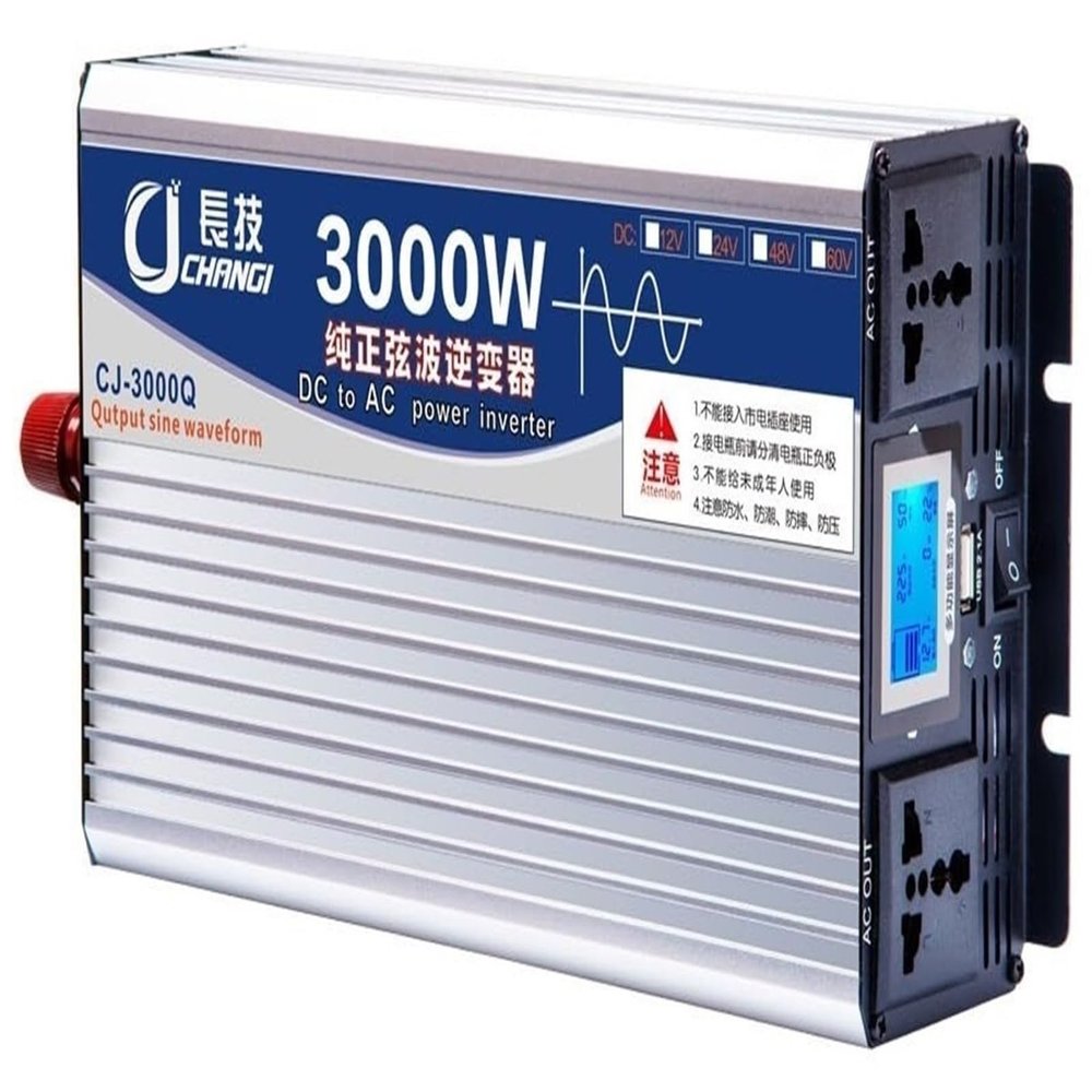 1pcs 3000W-8000W Pure Sine Wave Power Inverter DC 12V-72V to AC 110V/220V with LCD Display for Travel and Camping(3000W 12Vto220V)