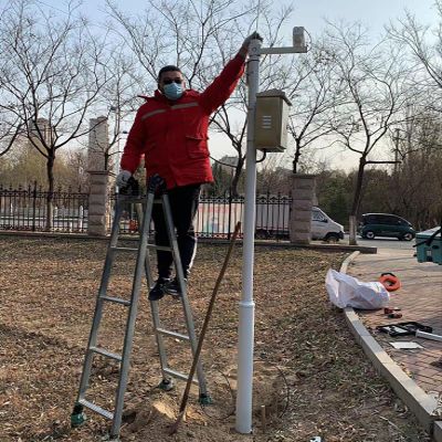 Detachable Surveillance Camera Post Mount, Residential Areas Backyard Round Street Lamp Pole, Heavy Duty Weatherproof Solar-Powered Ground Pillar Column(4.5 m/14.8 ft)