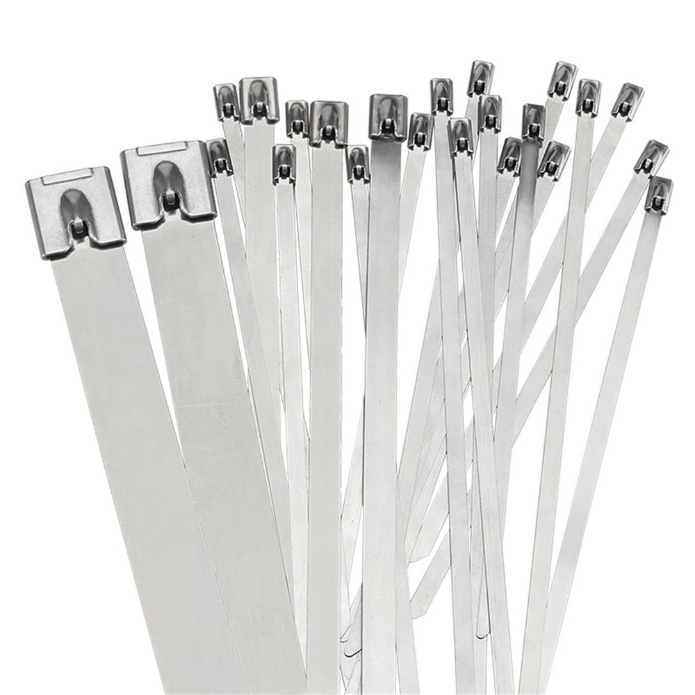 10PCS 4.6mm Stainless Steel Metal Cable Tie Zipper Bag Multifunctional Locking 100/150/200/250/300/350/400/450 Zip Wrap Exhaust for Machinery, Exhaust Wrap(10PCS4.6X200)