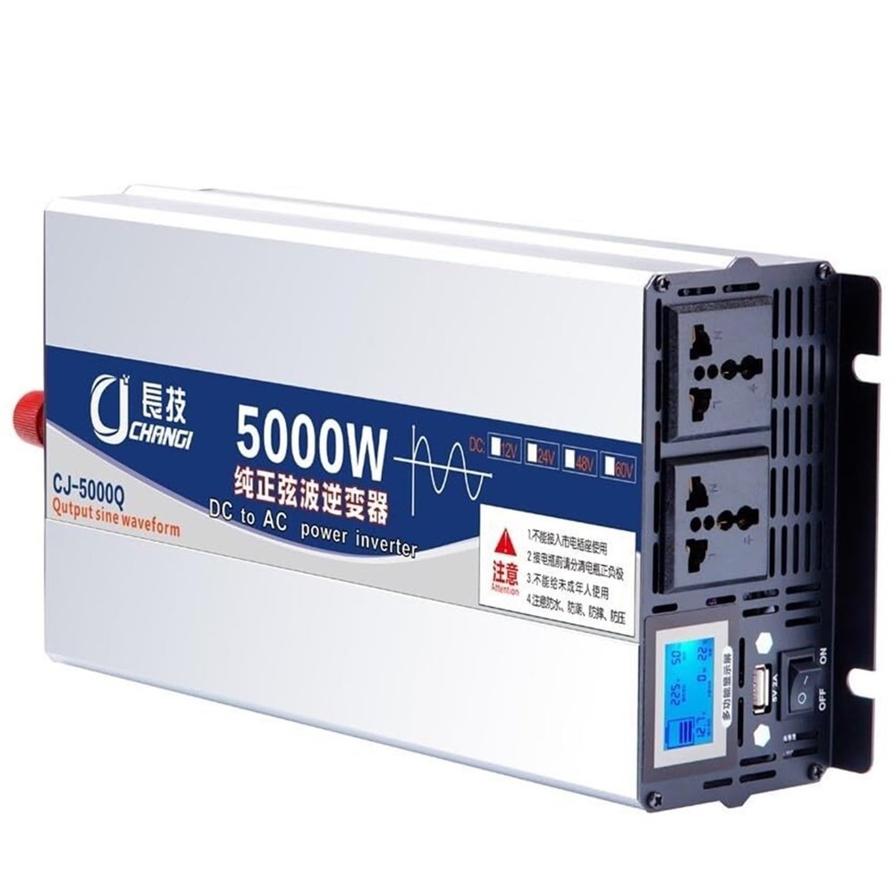 1pcs 3000W-8000W Pure Sine Wave Power Inverter DC 12V-72V to AC 110V/220V with LCD Display for Travel and Camping(5000W 12Vto220V)