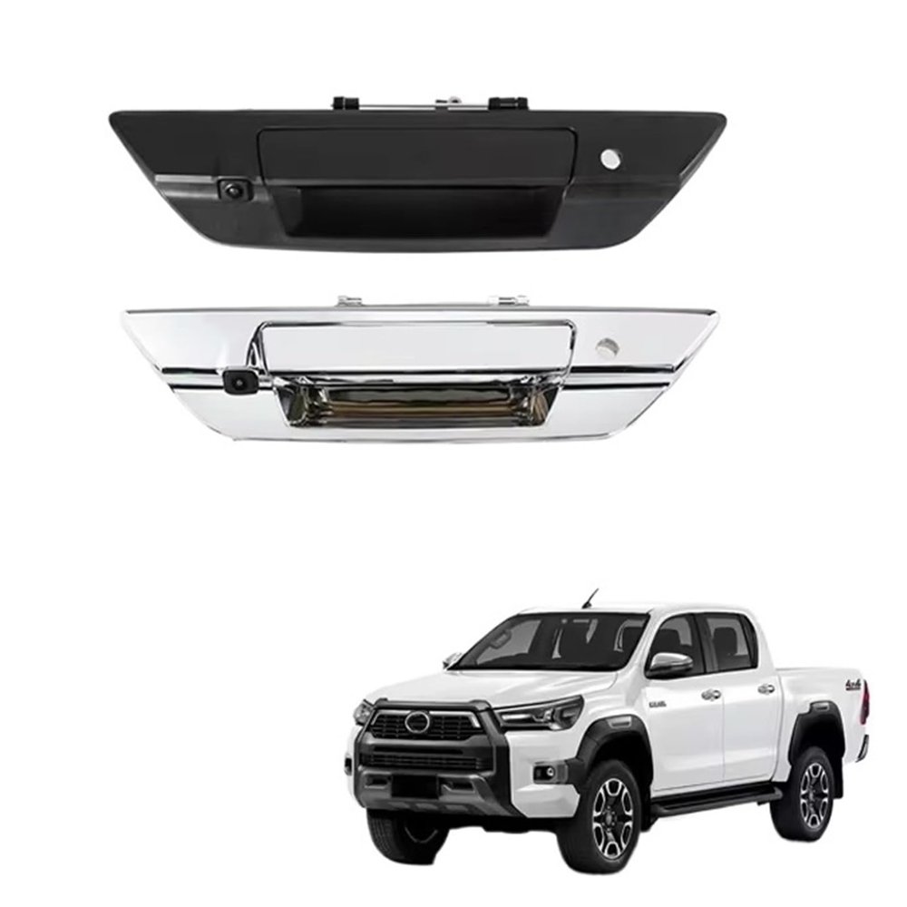 170 Wide Angle Tailgate Handle with Key-Hole NTSC Rear View Backup Pickup Truck Camera Compatible with Toyota Hilux Revo 2015-2021(Black 1)