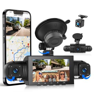 3604 Channel Dash Cam Front and Rear Inside,3 Inch Dash Camera for Cars Built-in WiFi APP Control Night Vision G-Sensor 24H Parking Mode Loop Recording 1080P Dash Camera
