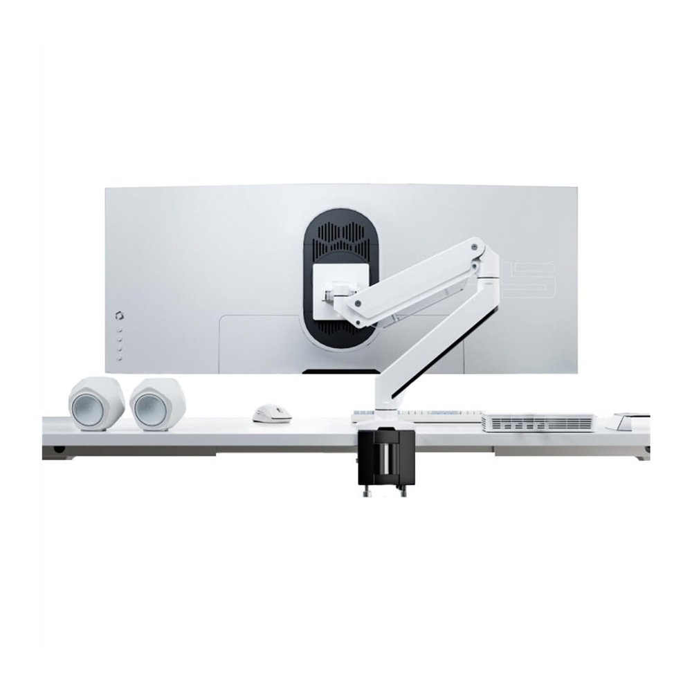 Adjustable Heavy Duty Single Monitor Mount with 3.0 USB Ports, Aluminum Pneumatic Spring Desk Mount Arm Fits Ultrawide Monitors up to 49 inches and 39.6 lbs Easy Install