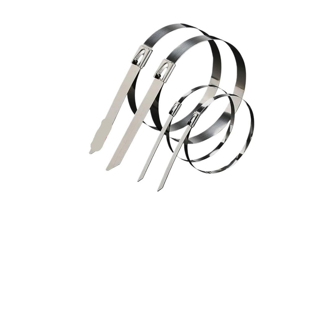 10 20 50 100 200 Pcs 10mm 0.39 inch Exhaust Wrap Multi-Purpose Stainless Steel Metal Cable Tie banding self-locking zip ties for Machinery, Exhaust Wrap(10PCS,10x1000mm)