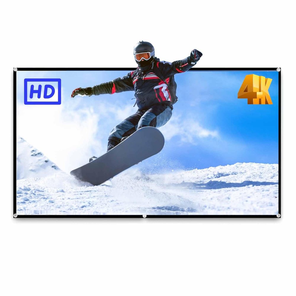 100 Inch Outdoor Projector Screen, 120 Inch Washable Polyester Movie Screen 16:9 Foldable Anti-Wrinkle Portable Cinema Screen for Home Theater, Party, Camping(133 inch 16: 9)