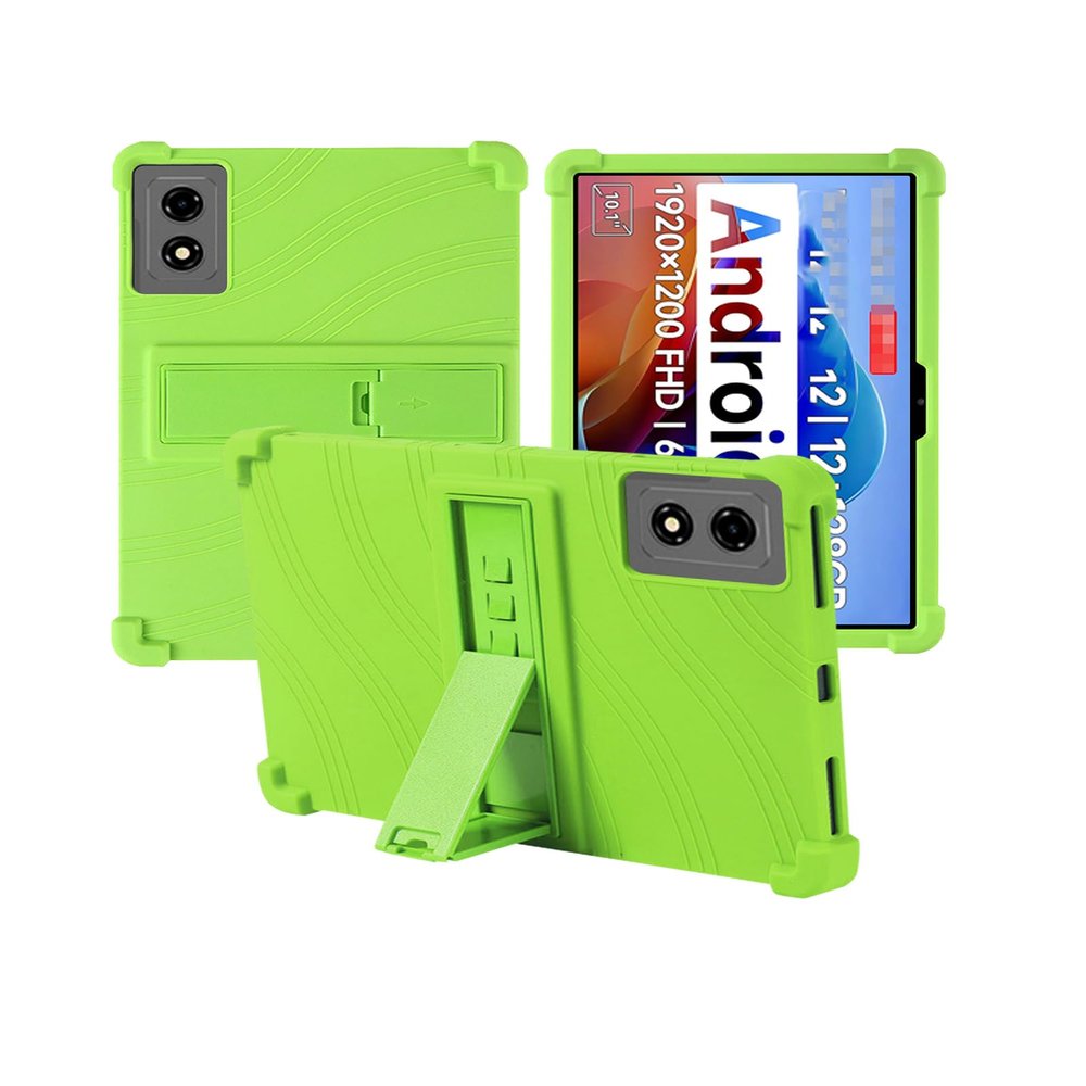for BNCF 2025 Android 15 10.1 Inch Tablet Case,BOVUGAC Soft Silicone Adjustable Stand Shockproof Kids Friendly for BNCF 2025 Android 15 10.1" Tablet(Green)