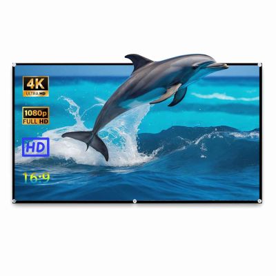 2-Sided Projector Screen 100 Inch, 16:9 4K HD Foldable Anti-Crease Indoor Outdoor Movie Screen, 150 Inch Portable Canvas Screen with Bag for Movie Night, Party, Camping(84 inch 16: 9)