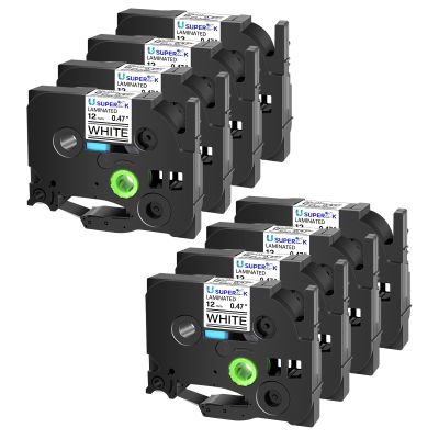 USUPERINK 8 Pack 12mm 0.47 Laminated White Tape Compatible for Brother P-Touch Label Maker Tape TZe-231 12mm Label TZe231 1/2 Inch TZe TZ Tapes TZ-231 TZ231 for PT-D210 D200 D220 H100 H110 D400